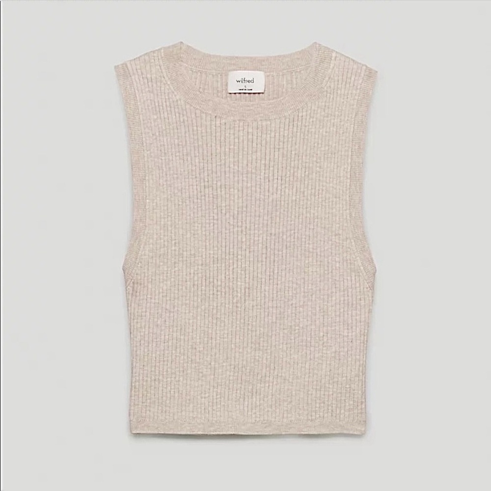 NWOT Aritzia Wilfred Reso Sweater Knit Crop Top in Heather Oatmeal - Size XS